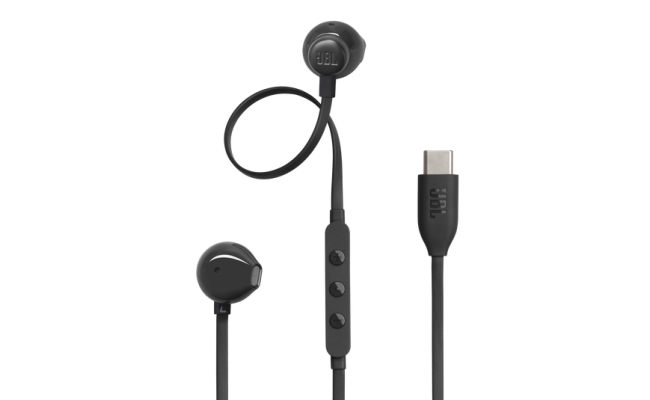 JBL Tune 305C Wired In-Ear Type-C Hi-Res Headphones - Black