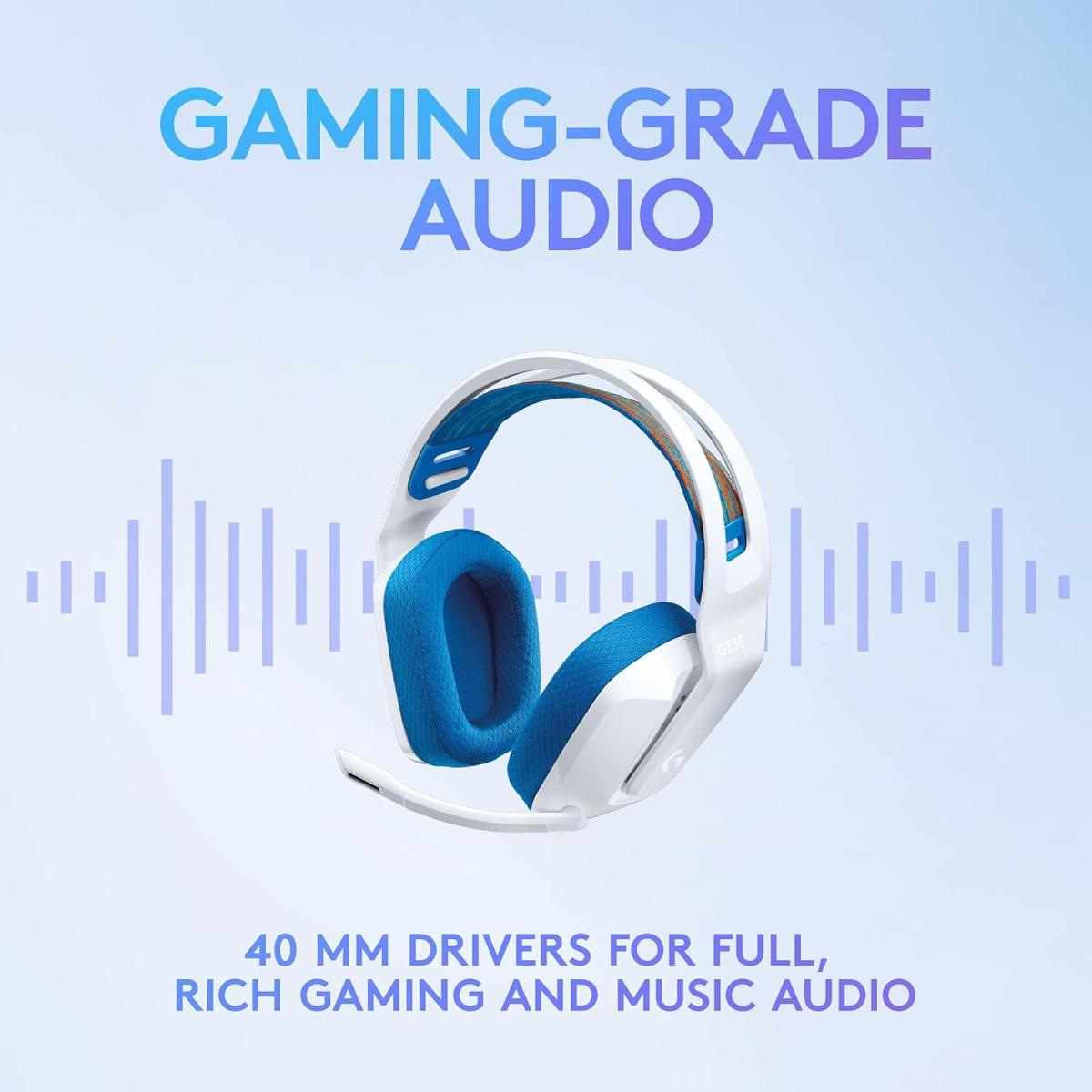 Logitech G335 Wired Gaming Headset with Flip-to-Mute Microphone – White