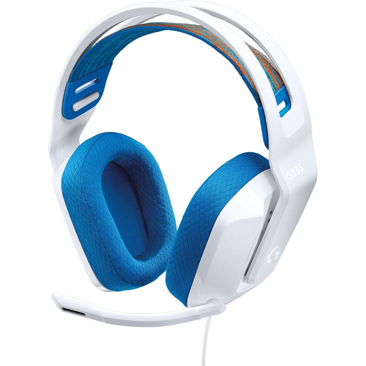 Logitech G335 Wired Gaming Headset with Flip-to-Mute Microphone – White