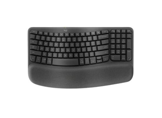 Logitech Wave Keys Wireless Ergonomic Keyboard t, Comfortable Natural Typing, Easy-Switch, Bluetooth- Graphite