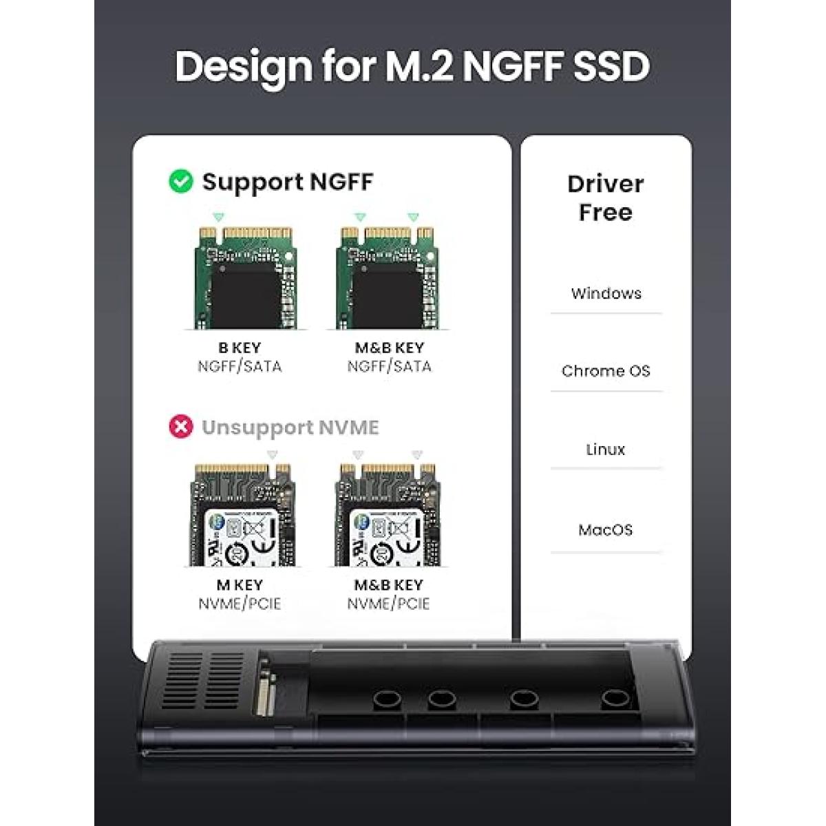 UGREEN M.2 SATA NGFF SSD Enclosure Aluminum USB 3.1