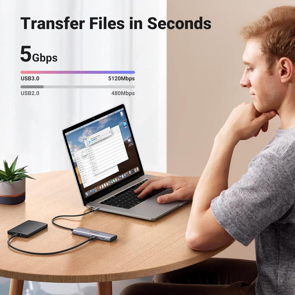 UGREEN 4 Ports USB C with 2 USB C & 2 USB 3.0, Aluminium USB C Hub