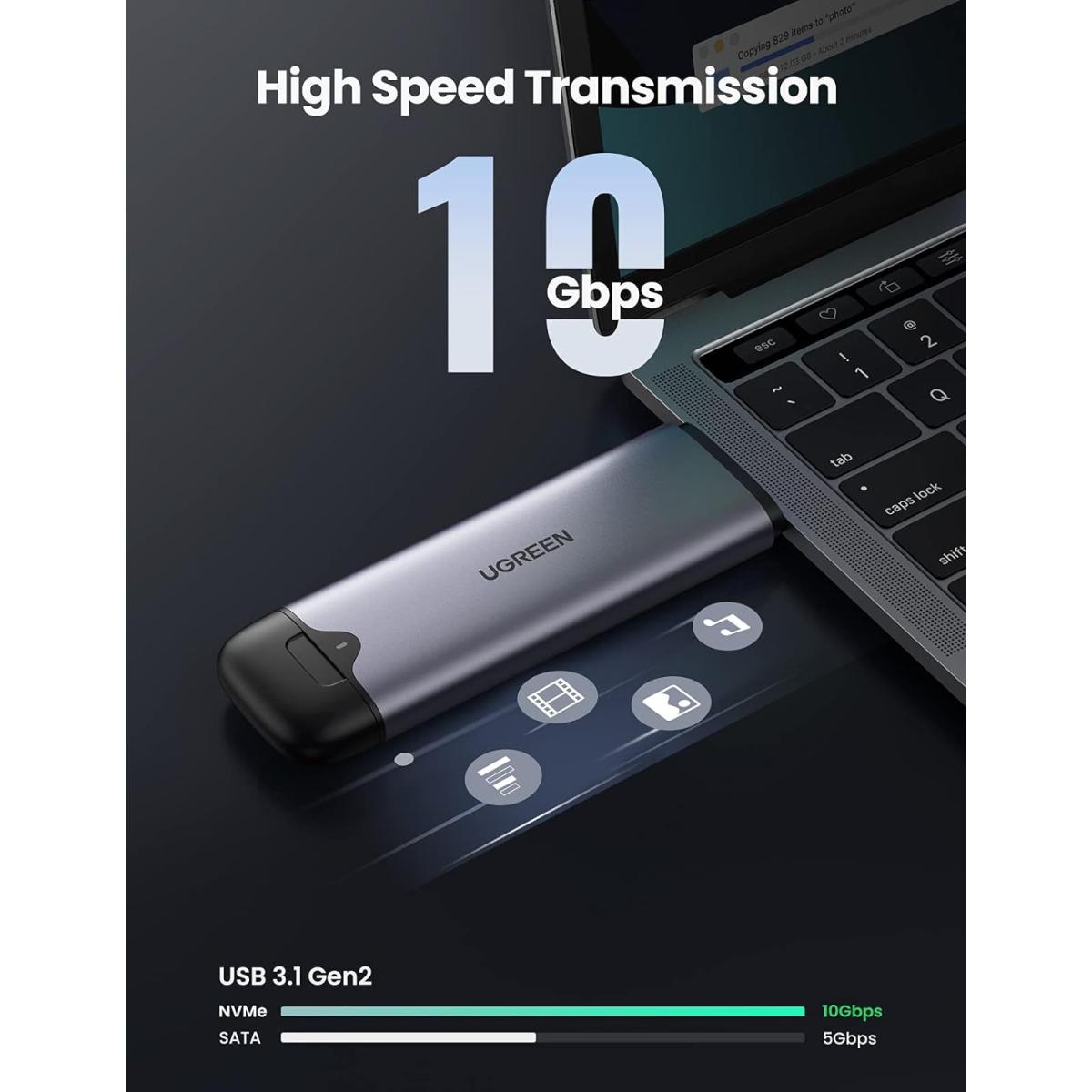 UGREEN M.2 NVME SSD Enclosure with 2 in 1 USB-C and USB-A Ports