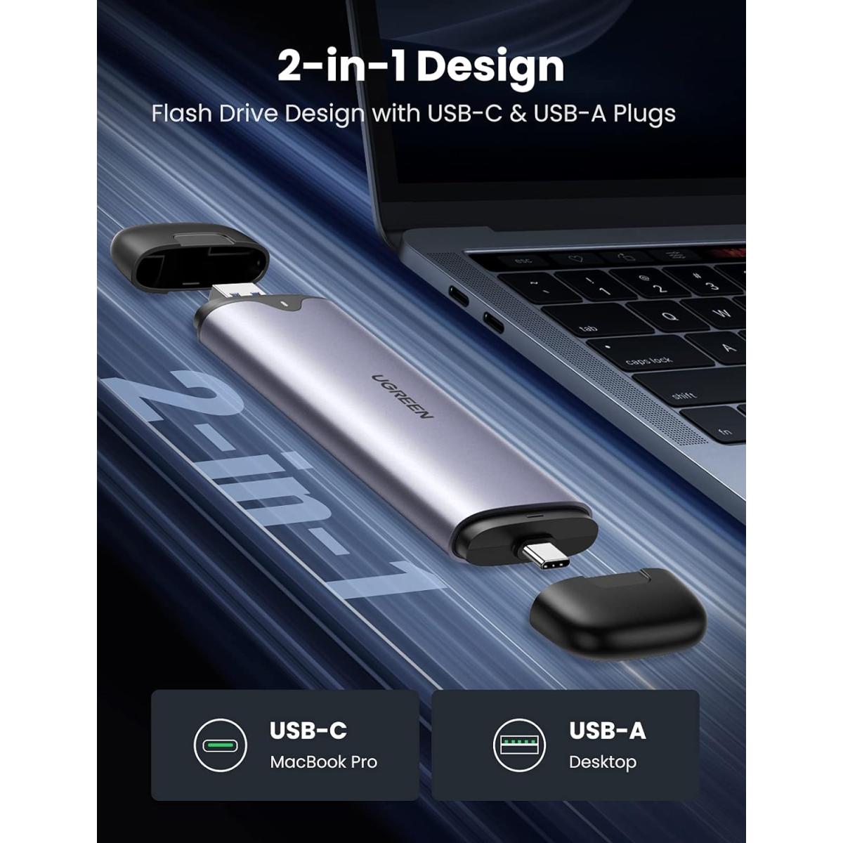 UGREEN M.2 NVME SSD Enclosure with 2 in 1 USB-C and USB-A Ports