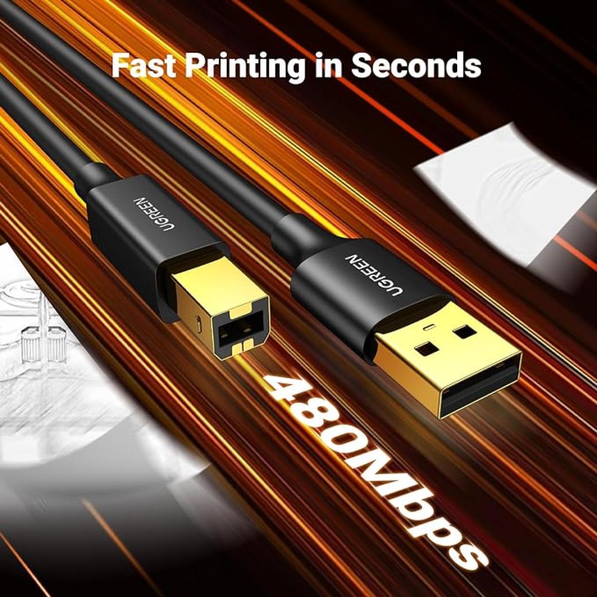 UGREEN USB Printer Cable - USB A to B Cable, 2.0 USB B Cable High-Speed Printer 1.5M