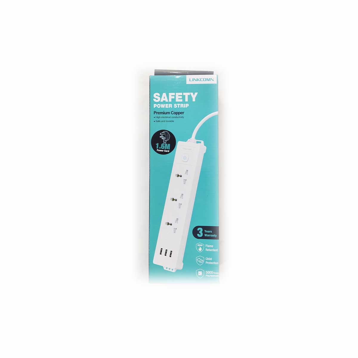Linkcomn LC-PS303 UK 1.6M 3-Sockets 3-USB