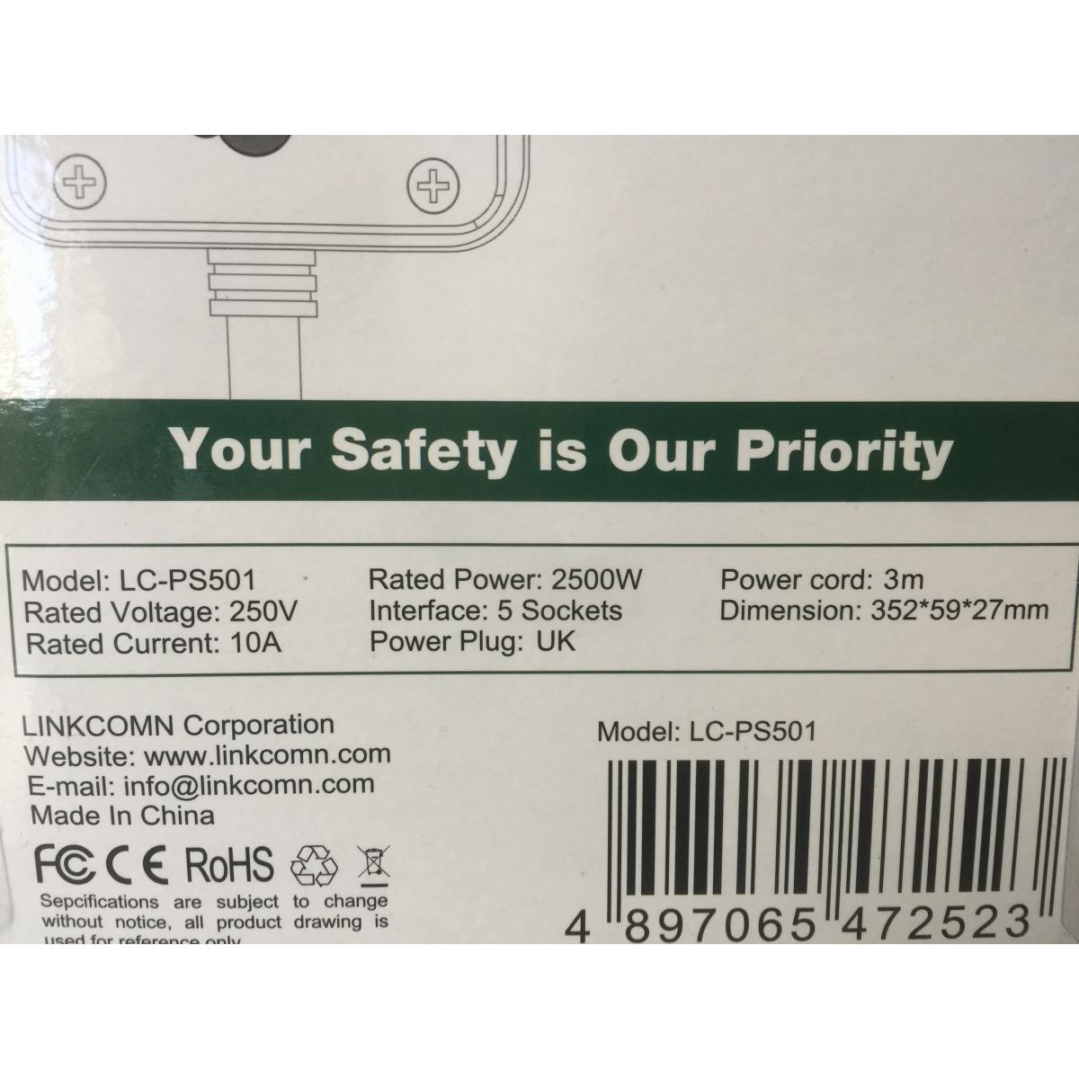 Linkcomn Lc-Ps501 Uk 3m 5-Sockets