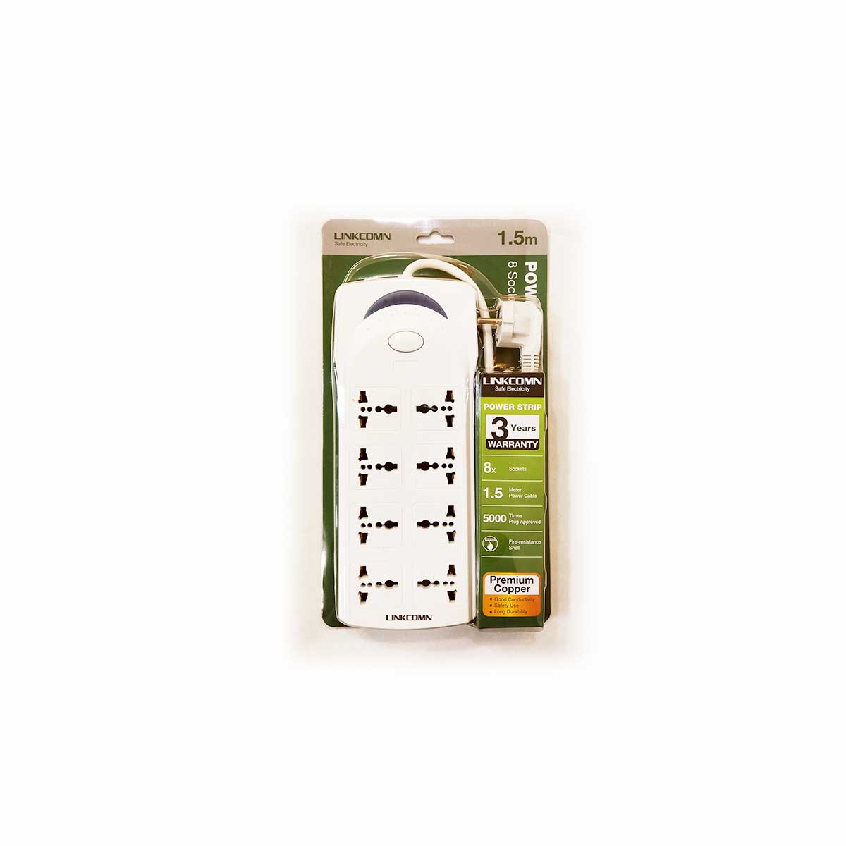 LINKCOMN EU 3M 8 Sockets Power Strip