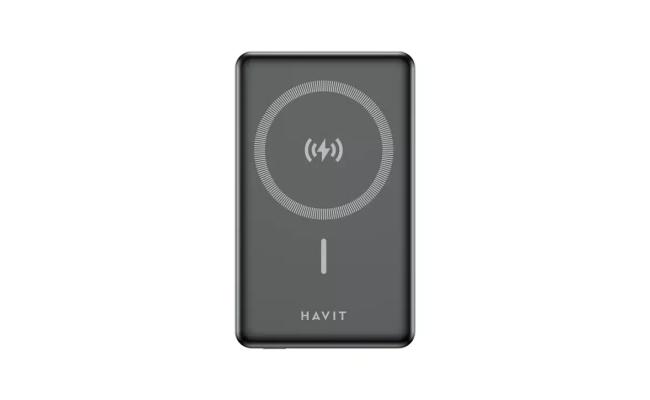HAVIT PB5203 Magnetic Wireless Power Bank – 10,000mAh | 15W MagSafe Compatible | PD 20W | Black