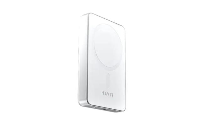 HAVIT PB5217 Magnetic Wireless Power Bank – 10,000mAh | 15W MagSafe Compatible | PD 20W | White