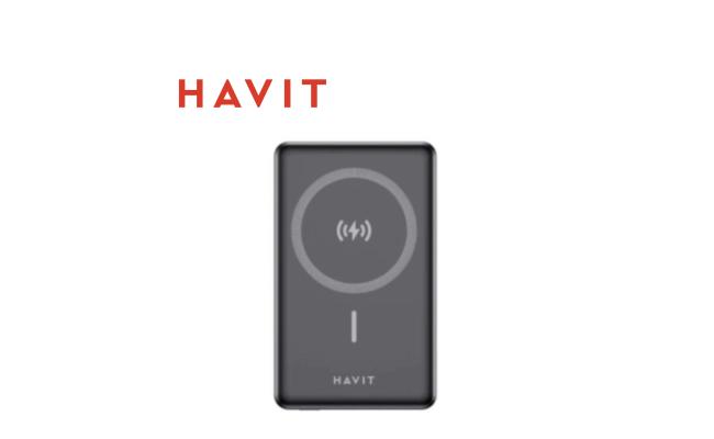 HAVIT PB5223 Magnetic Wireless Power Bank – 5000mAh | 15W MagSafe Compatible | PD 20W | Black