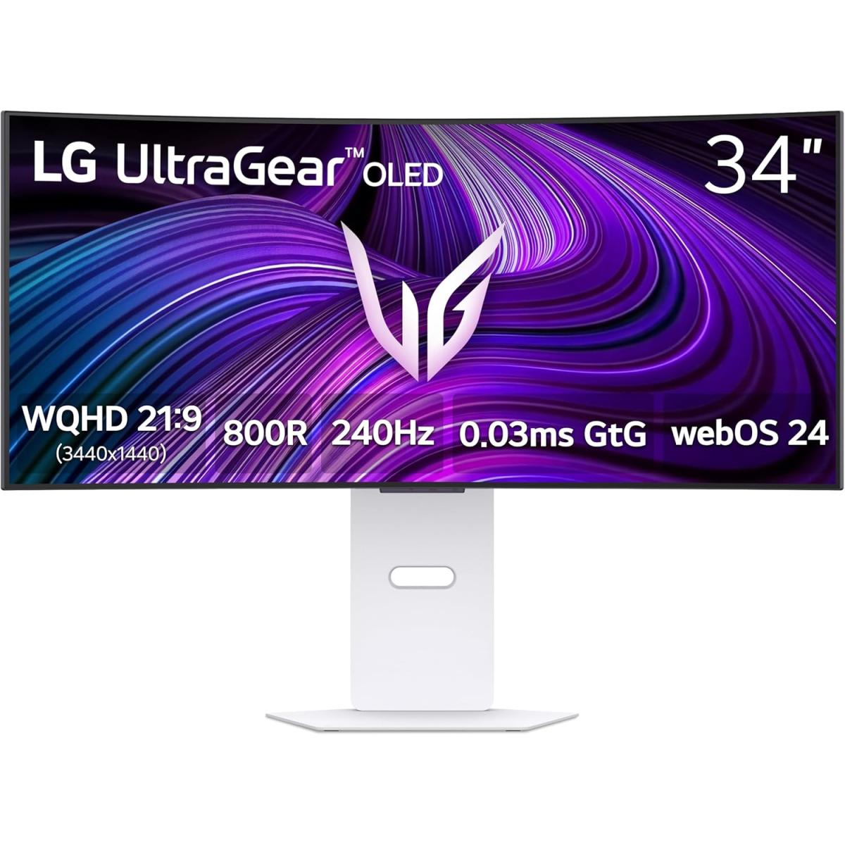 LG UltraGear 34GX90SA-W – 34” WQHD Curved OLED (240Hz) White- Gaming Monitor