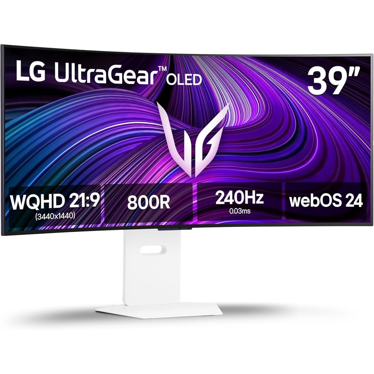 LG 39GX90SA-W UltraGear™ 39” OLED WQHD Curved Gaming Monitor – 240 Hz, 0.03 ms, G-SYNC Compatible, FreeSync Premium, webOS
