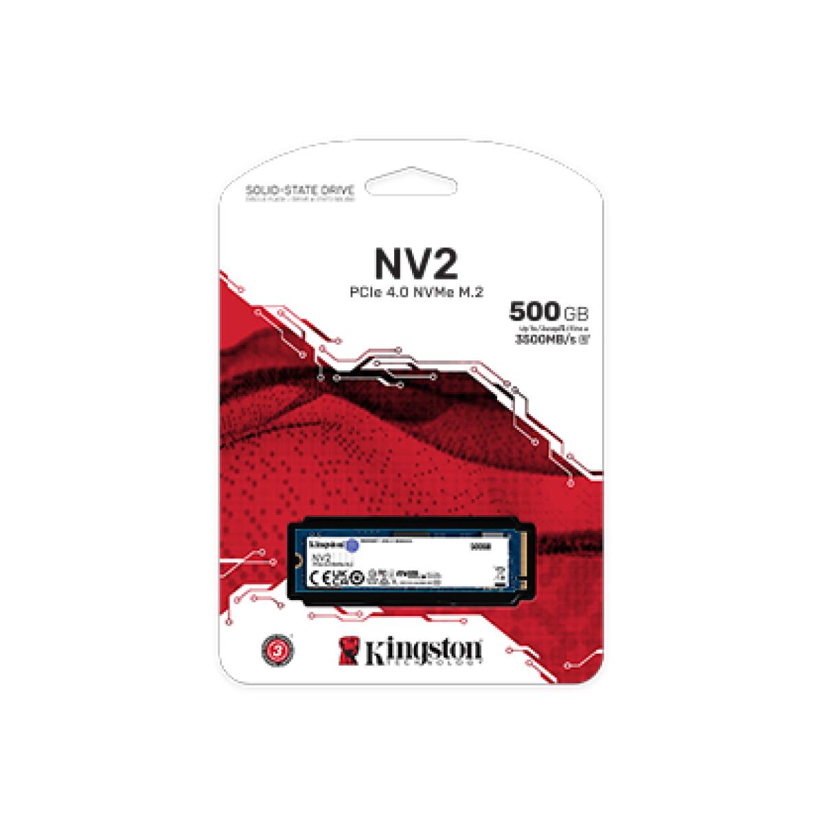 Kingston NV2 500GB M.2 2280 NVMe PCIe 4.0 Internal SSD Up to 3500 MB/s