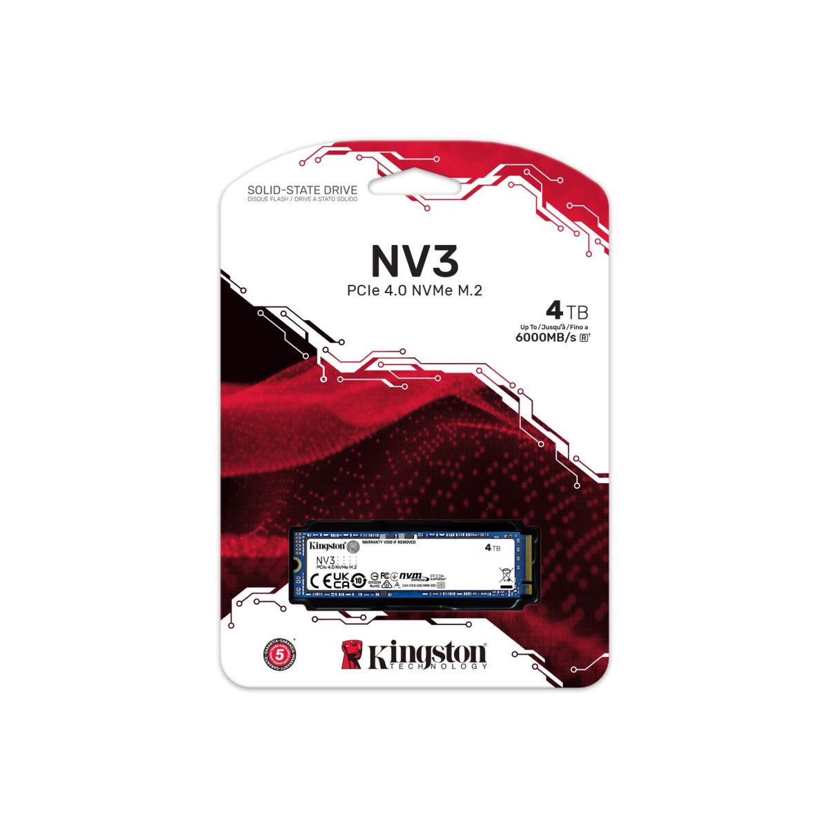 Kingston NV3 4TB PCIe 4.0 NVMe SSD – M.2 2280