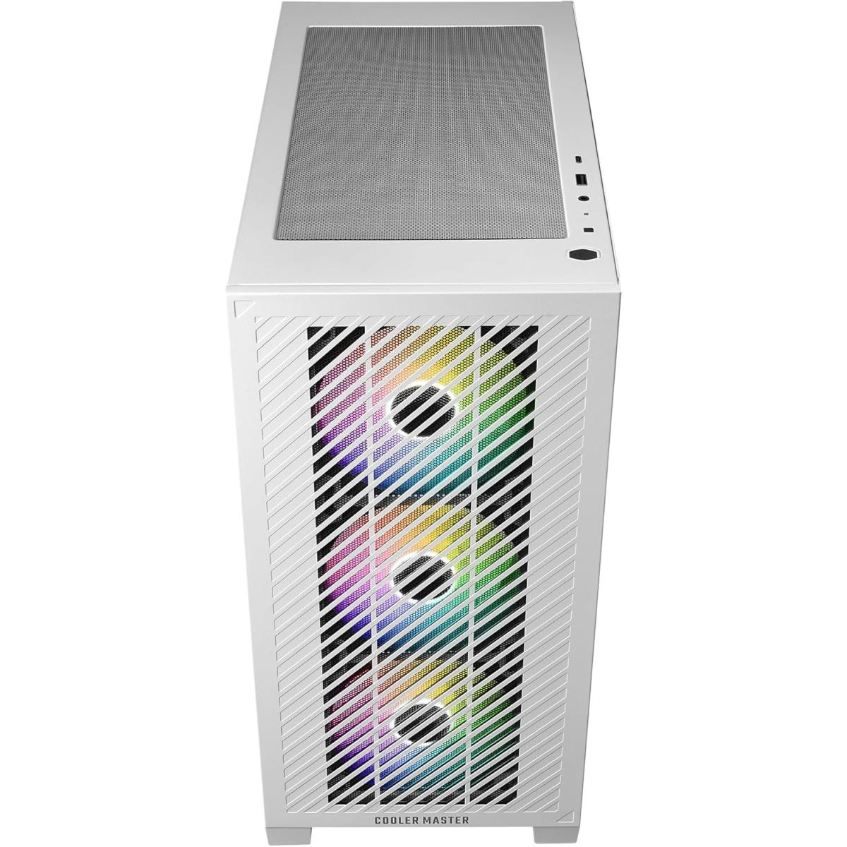 Cooler Master Elite 301 (White) Micro-ATX ARGB Mini Tower Gaming Case – Tempered Glass, Mesh Panel, 3x 120mm ARGB Fans, USB Type-C