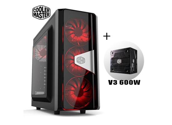 COOLER MASTER CMP505 RED LED + MWE 600W PSU Gaming Case