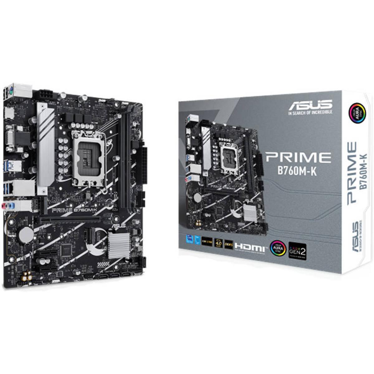 ASUS PRIME B760M-K mATX Gaming Motherboard – Intel 14th/13th/12th Gen, LGA 1700, DDR5, PCIe 4.0, Dual M.2