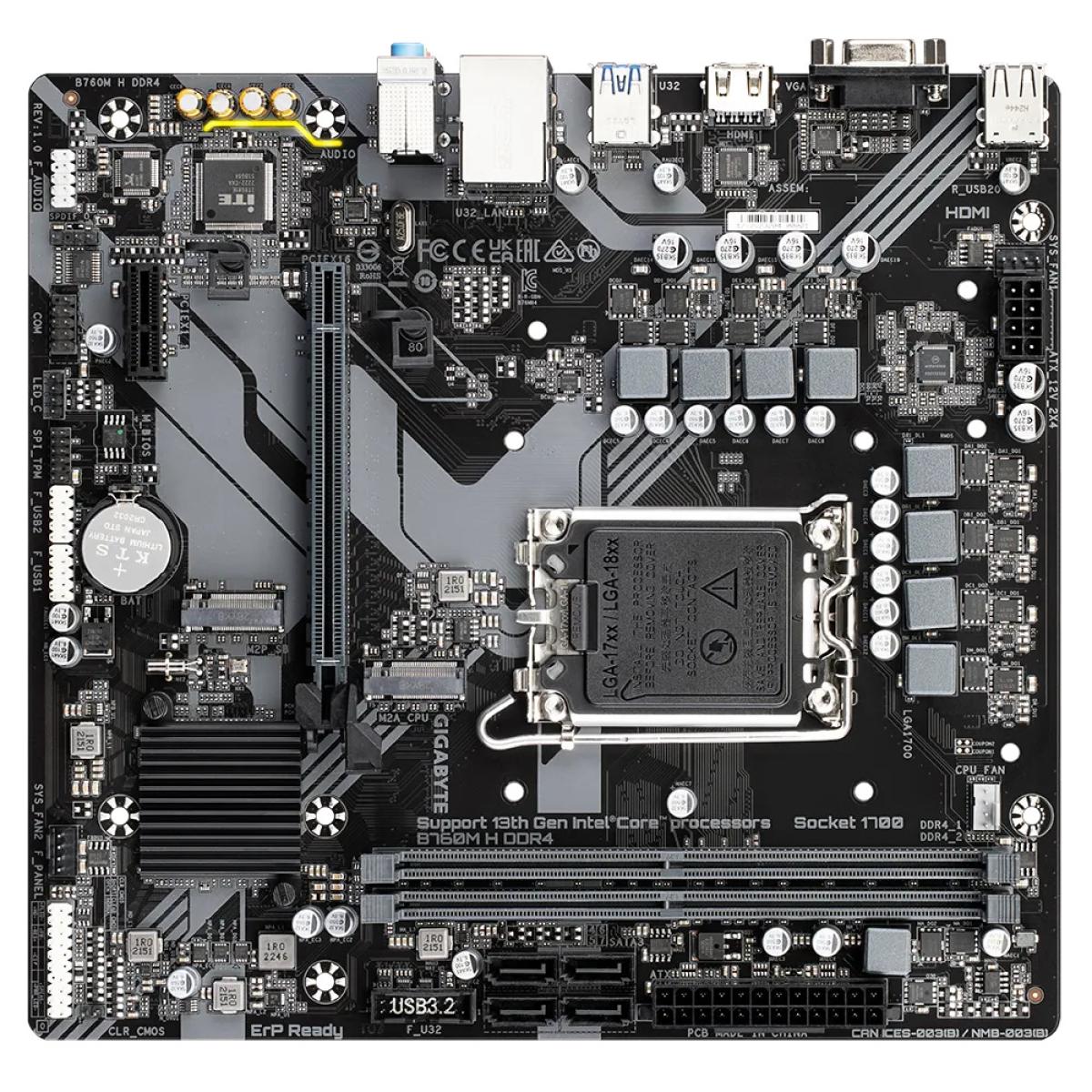 Gigabyte B760M H DDR4 rev. 1.0 (Socket 1700/B760/DDR4/S-ATA 6Gb/s/Micro ATX) Motherboard