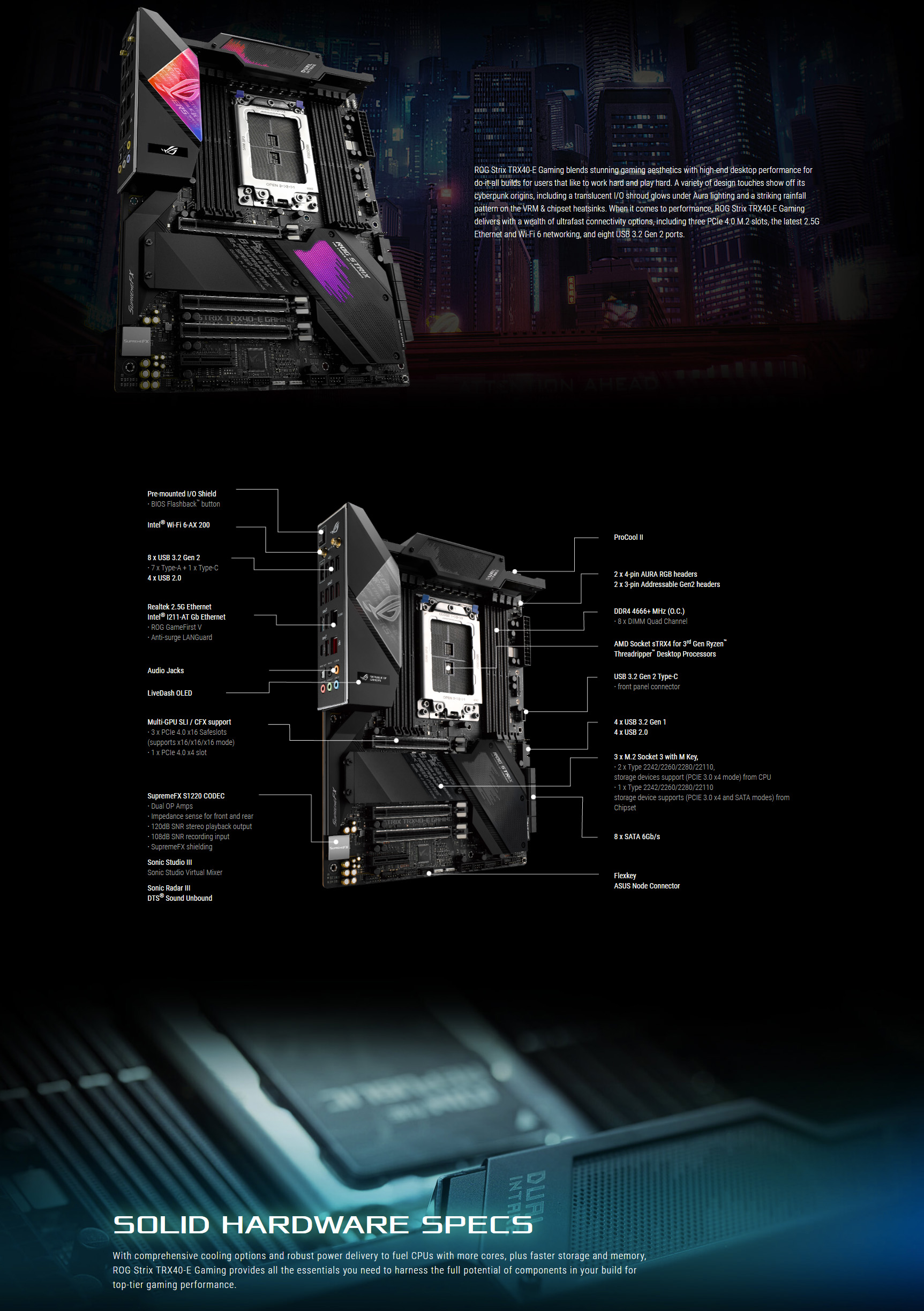 ASUS AMD Threadripper ROG STRIX TRX40-E GAMING PCIe 4.0 | Compu Jordan